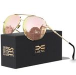 LUENX Classic Aviator Polarized Sunglasses for Men Women - Trendy Sun Glasses with UV400 Mirrored Pink Lens Gold Metal Frame