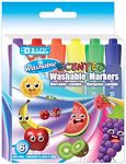 BAZIC Products Washable Fruit Scented Markers Broad Line 6 Color, Chisel Tip Broad Fine Line, Non Toxic Marcadorc Art School Supplies (6/Pack), 24-Packs