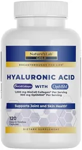 Nature's Lab Hyaluronic Acid with Biocell Collagen and MSM - Skin Hydration, Joint Health - 120 Capsules (40 Day Supply)