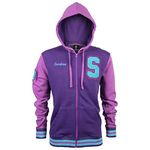 Overwatch Sombra Men Hooded Zip Lilac L, 65% Cotton, 35% Polyester, Regular