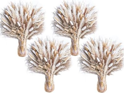 440PCS Natural Pampas Grass Mix Bouquet | Dried Pampas Bouquet for Wedding Boho Flowers Home Table Decor Desk Decor, Rustic Farmhouse Decor (440PCS)