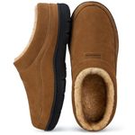 HomeTop Men's Moccasin Slippers Soft Warm Non-slip Memory Foam Indoor House Shoes with Fluffy Lining Chestnut, 11-12 US