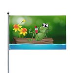 Outdoor Flags vector-cute-frog-drinking-juice-on-the-log Summer Garden flag Double Sided Yard Flags 3x5FT Spring Summer Holiday Garden Decor for Outside, Lawn, Porch, Balcony.