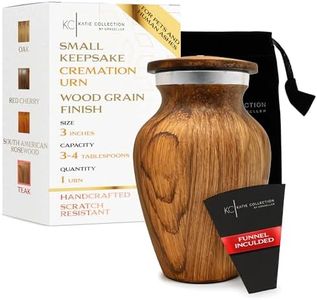 KC KATIE COLLECTION BY URNSELLER Small Keepsake Cremation Urn for Human Ashes Aluminum with Wood Grain Finish | Mini Metal Sharing Personal Funeral Urn for Pet or Human Ashes (Teak)