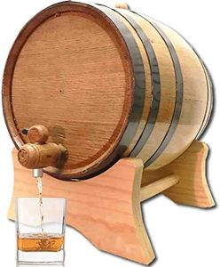 10 Liter Oak Aging Barrel with Stand, Bung & Spigot (2.5 gallon) - Wooden Whiskey Barrel Wine Barrel For The Home Brewer, Distiller, Wine Making, Cocktail Aging - Charred Oak Barrels for Aging Whiskey