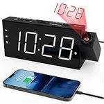 Projection Alarm Clock on Ceiling,LED Digital Clock for Bedroom with Battery Backup,7”Large Display,USB Charger,Dimmer,180°Projector,12/24H,DST,Snooze,Loud Electric Alarm Clock for Kids,Adults,Elders