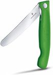 Victorinox Swiss Classic Foldable Paring Knife with Wavy Edge, 11 cm Blade Length, Green, One Size