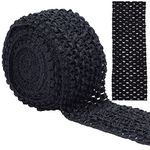 GORGECRAFT 5.5 Yards 2.8" Wide Elastic Crochet Headband Ribbon Crochet Stretch Trim Fabric for Hair Accessories Tube Top, Black