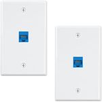 Iwillink (2-Pack) Ethernet Wall Plate, 1-Port Keystone Jack Wall Plate with RJ45 Keystone Inline Coupler insert, Female to Female Cat6 Keystone Jack Wall Plate, Blue