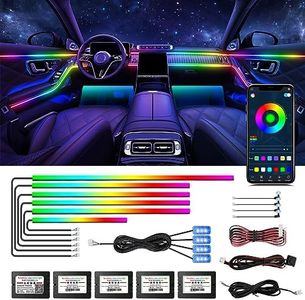 WEBUPAR Dreamcolor Acrylic Interior Car Lights, 14 in 1 RGB Car LED Strip Lights with APP Control and 213 Color Modes, Car Accessories Car Decorative Lights, Neon Car Ambient Lighting Kits