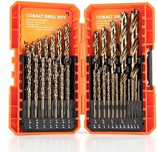 AMOOLO Cobalt Drill Bit Set 31Pcs (1/16"-1/2"), M35 High Speed Steel Metal Drill Bits Jobber Length for Hardened Metal, Stainless Steel, Cast Iron, Plastic and Wood