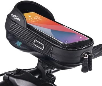 WOLFILIST Waterproof Bike Phone Mount - Touch Screen Holder for 7'' Phones, 360° Rotation & Shockproof Handlebar Bag - Ideal for Cycling, Motorcycle, Electric Bike Accessories (BLACK)