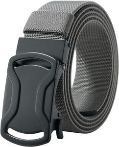 LionVII Elastic Ratchet Men Belts, 1 3/8" Stretch Belt with Automatic Buckle for Men, Adjustable Trim to Fit 27-46" Waist (Gray)