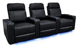 Valencia Piacenza Home Theater Seating | Premium Top Grain Leather, Power Recliner, Power Headrest, LED Lighting (Row of 3)