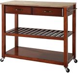 Crosley Furniture Portable Kitchen Cart with Natural Wood Top - Classic Cherry