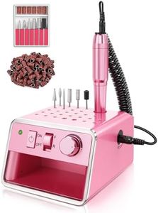 Beloving Nail Drill Machine, Electric Nail File for Acrylic Dip Powder Gel Nails, 20000 RPM Portable E file Nail Drill Kit for Manicure Pedicure, Acrylic Nail Dremel Tools for Home Use, Pink