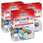 Swirl Colour Run Remover Laundry Sheets - Avoid Colour Transfer in Mixed Washes, Ideal for Brightly Coloured Clothing, Washing Sheets for Colour Protection, Color Catcher, 3x12 pack + Cheeroo Magnet