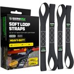 Rhino USA Soft Loop Tie Down Straps (4-Pack) - 1.6 Inch x 17 Inch (5,000 lbs Break Strength) Heavy Duty Motorcycle Straps for use with Ratchet Straps - Handlebar Straps for ATV, UTV, Dirt Bike (Black)