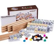 Smilejoy Mexican Train Dominoes,Domino Set for Adults,Domino Double 12 Set for Classic Board Games,Mexican Train Dominoes Set with 4 Wooden Racks Double Twelve Set Includes 91Tile (2-4 Players)