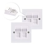 VCE RJ45 Socket Cat6 Ethernet Wall Socket Double Port Faceplate Flat Wall Plate For CAT6/CAT5E/CAT5 Network Cable With Keystone Jack Modular 2 Sets