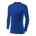 TCA Boys' HyperFusion Compression Base Layer Top Long Sleeve Under Shirt - Crew Neck - Dazzling Blue, 8-10 Years