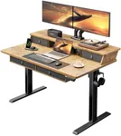 ErGear Standing Desk with Drawers, 48 x 30 Inches Height Adjustable Desk with Storage, Electric Sit Stand Desk, 4 Memory Preset Computer Home Office Desk with Cable Management Tray, Vintage Brown