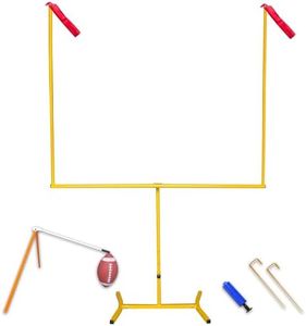 Football Goal Post, Adjustable Height Goal Post Set with Kicking Tee and Football, Sturdy Steel Tube Frame Field Goal Post, Powder Coating Anti-Rust Craft, Easy Assembly