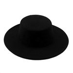 1PCS Black Classic Wool Flat Top Blend Fedora Hat Brim Church Derby Cap for Unisex Men Women