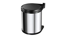 Hailo Compact-Box M Built-in Pull-Out Waste bin | 1 x 15 liters / 4.0 gallons | Lid Lift System | for hinged Door Base cabinets from 15.7 in | Stainless Steel | Made in Germany