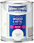 Johnstone's - Quick Dry Satin - Frosted Silver - Mid Sheen - Water Based - Interior Wood & Metal - Radiator Paint - Low Odour - Dry in 1-2 Hours - 12m2 Coverage per Litre - 0.75 L