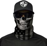 S A Company Single UV Face Shield | UV 30+ Multipurpose Neck Gaiter Balaclava for Adults | Blackout American Flag Skull