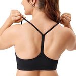 MOMANDA Women's Nursing Bras Support Nursing Sports Bra Y Back Racerback Breastfeeding Maternity Padded Workout Yoga Black Large