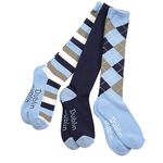 Dublin Socks 3 Pack, Navy/Sky, One Size