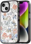 Rosarnnah Compatible for iPhone 14 Case Cute Aesthetic - Durable Shockproof 6.6 ft Drop Impact Phone Case Cover with Funny Fashion Lovely Flower 6.1" Black