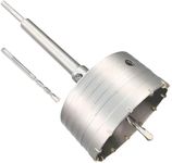 4-1/2" Concrete Hole Saw, 115mm Tungsten Steel Core Bit for Cinder Block, Brick, Rock, Plank Walls for Pipes or mini Split Lines, with SDS Plus Shank and 2 Center Positioning Drill Bits.