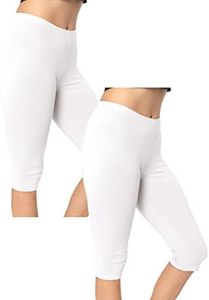 Women's Plus Size Knee Length Leggings DTY 2 Pack White 4X