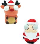 2pcs 3D Christmas Popping Out Eyes Squeeze Toy for Kids,Elk Santa Funny Pinch Toy Stress Relief Toy Novelty Fidget Toy Hand Squishy Squeeze Toys for Kids Adult,Relieve Stress,Xmas Stocking Fillers