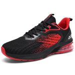 Air Shoes for Men Tennis Sports Athletic Workout Gym Running Sneakers - Black Red - Size 9 UK