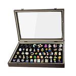 Enamel Pin Display Board, 9.5 x 14 Pin Collection Display Case, Shadow Box Pins Holder Medal Display Cases with HD Glass Frames, Military Shadow Box for Medal Pin Badge Collection (Brown)