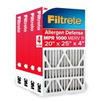 Filtrete MPR 1000 20 x 25 x 4 (4-3/8 Actual Depth) Micro Allergen Defense Deep Pleat AC Furnace Air Filter, 4-Pack