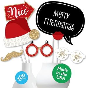 Big Dot of Happiness Red and Gold Friendsmas - Friends Christmas Party Photo Booth Props Kit - 20 Count