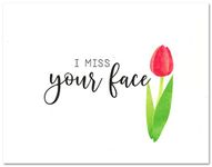 I Miss Your Face Card (4.25" X 5.5") Funny Thinking of You/Love Notecard by Nerdy Words