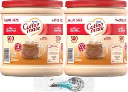 Coffee mate Original Powder Creamer, 35.3 oz Canister (Pack of 2) with By The Cup Stainless Steel Measuring Spoons
