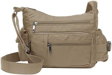 VOLGANIK ROCK RFID Anti Thief Crossbody Bag for Women Waterproof Shoulder Bag Messenger Bag Casual Nylon Purse Handbag (Khaki)