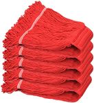 KLHB-YF Loop-End Commercial Mop Head, Heavy Duty Mop Replacement Head,6 Inch Universal Headband, Mop Head Replacement for Home, Industrial and Commercial Use（Red 5 Packs）