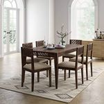 FURNITUREWALLET Sheesham Wood 6 Seater Dining Table with Chairs for Dining Room/Dining Table 6 Seater in Walnut Color