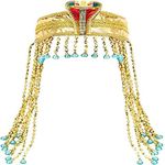 HPMAISON Women's Egyptian Costume Accessories Cleopatra's Headdress Gold Snake Beaded Headband Pharaoh's Crown Jewelry Cosplay Photograph Props for Halloween Carnival Costume Theme Party Show