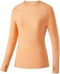 Willit Women's UPF 50+ Sun Protection Shirt Long Sleeve SPF UV Shirt Rash Guard Swim Hiking Fishing Tops Lightweight Slubby Light Orange L