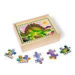 Melissa & Doug Dinosaur Jigsaw Puzzles in a Box, Four Wooden Puzzles, Beautiful Artwork, Sturdy Wooden Storage Box (12 Pieces)