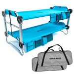 Disc-O-Bed Youth Kid-O-Bunk Benchable Camping Cot with Organizers, Teal Blue